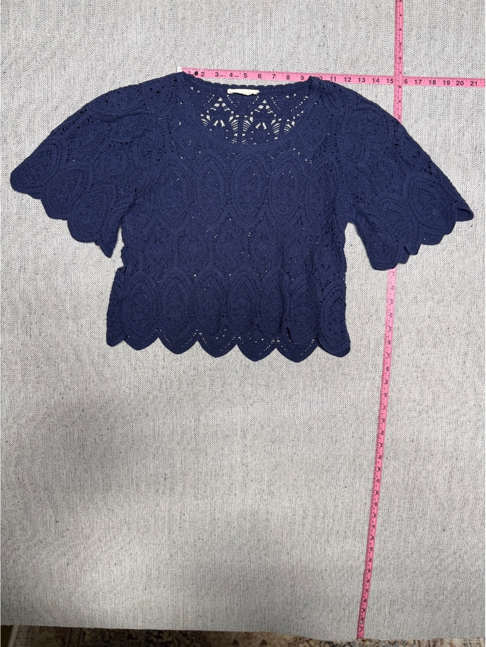 Solitaire Navy Blue Crochet Crop Top